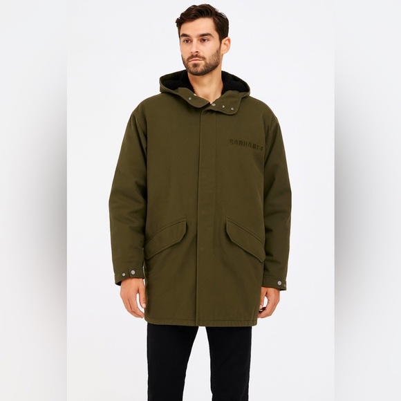 NWT Zadig & Voltaire Khaki Green Parka Coat Faux Shearling Lined Size Medium M - Picture 1 of 14